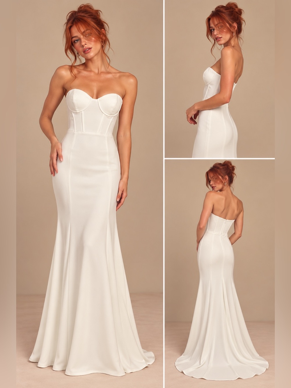 NWT-Remarkable Love White Bustier Strapless Mermaid Maxi Dress